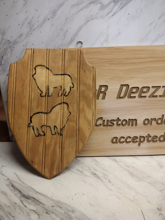 Wooden Shield with Lions